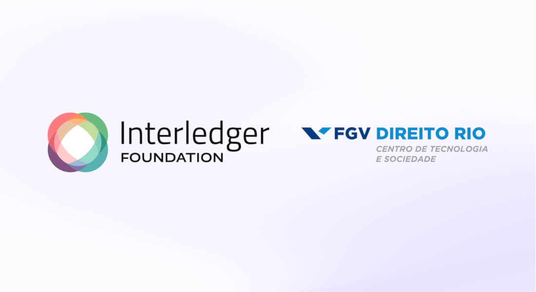 Logos of the Interledger Foundation and the Center for Technology and Society at FGV Law School displayed together.